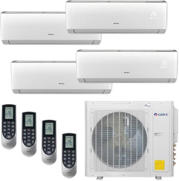 格力分体空调Gree 30,000 BTU Multi21+ Quad-Zone Wall Mount Mini Split Air Conditioner Heat Pump 208/230V SEER 21 (9-9-12-12)