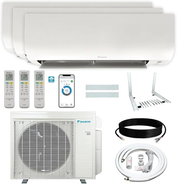 大金一拖三分体空调Daikin 36,000 BTU (9K + 9K + 15K) 20 SEER2 3-Zone Mini Split Wi-Fi Enabled Air Conditioner Heat Pump R-32 System