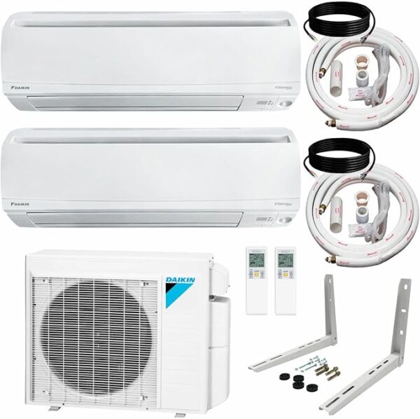 大金空调一拖二Daikin 2-Zone (2MXS18W) Ductless Mini-Split A/C Heat Pump System w/ (12K+12K)