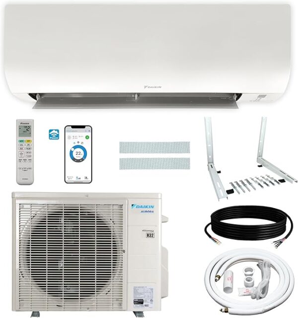 大金分体空调带wifi Daikin 9,000 BTU 21 SEER2 Aurora Low Ambient Ductless Mini Split Air Conditioner Heat Pump